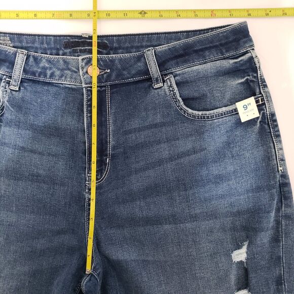 Arizona Denim Bermuda Shorts PLUS SIZE 17 Blue Mid Rise Jeans Distressed 9" Inse - Picture 5 of 8